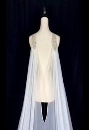 Bridal Veils Ivory White Tulle Cape Wedding Shoulder Sparkly Rhinestone Black Champagne Shining Starry Accessories For Brides1694030