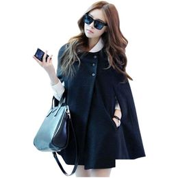 Womens Jackets Wholesale- Woollen Coat European American Cape Autumn Winter Jacket Women Sleeveless Large Yards Bomber Coats Clothing V Dhpe7