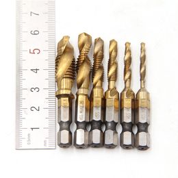 metric thread tap drill bits HSS High Speed Steel Drill Bits Set m3 m4 m5 m6 m8 m10 hex shank screw tap for metal wood Tap Drill