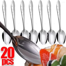 Spoons 20-5PCS Stainless Steel Rose Pattern Long-Handled Coffee TeaSpoons For Ice Cream Dessert Kitchen Restaurant Tableware Set