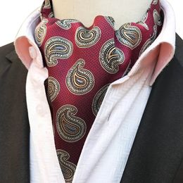 Mens Vintage Paisley Floral Striped Wedding Formal Cravat Ascot Scrunch Self British Style Gentleman Polyester Neck Tie240409