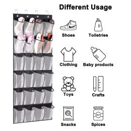 1x 24 Compartment Wall Mounted Shoe Organiser Behind The Door Organiser Non-Woven Hat & Shoe Organiser Bathroom Sundry Organiser