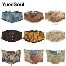 Floral Embroidery Womens Corset Belt 16cm Vintage Sweet Cute Women Cummerbund 2023 Waistband Decorative for 240326