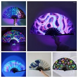 Decorative Figurines Folding Fan Wedding Decoration Colourful Rave Fans Bamboo Ribs Hand For Festival Dancing Party Men Women