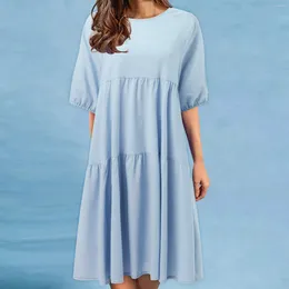 Casual Dresses Summer 2024 Women Outfits Plus Size Round Neck Short Sleeve Holiday Dress Female Beach