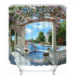 Shower Curtains 3D Beautiful Pool View Pattern Bathroom Waterproof Washable Bath Curtain Products 180 200