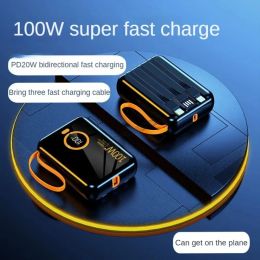 PD 22.5W New Hot Sale 100W Fast Charge Portable Power Bank 3 in 1 Built-in Cable 20000mAh Power Bank