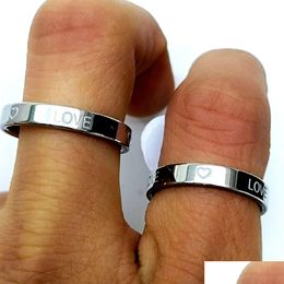 Couple Rings Wholesale 36Pcs Etch Stainless Steel Love Couples Lovers Girlfriend Engagement Ring Wife Husband Birthday Gift Drop Deliv Otvn7