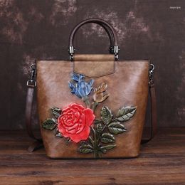 Bag Form Retro Large Capacity Luxury Handbags Women Bags Designer 2024 Genuine Leather Casual Tote Rose Shoulder