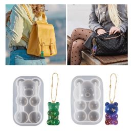 3D Animal Silicone Moulds Epoxy Resin Casting Moulds Semi-dimensional Bear Moulds for Jewellery Craft DIY Keychain Making
