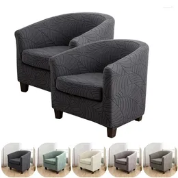 Chair Covers Leaves Jacquard Tub Cover Stretch Spandex Armchair Club Sofa Slipcover For Living Room With Seat Cushion