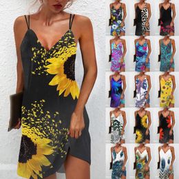 Casual Dresses Summer 2024 Print Boho Beach Women A-Line Floral Printing Sleeveless Cute Mini Tank Dress Vestidos De Mujer