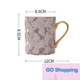 Quatily European-Style Creative Ins Ceramic Cup Golden Edge Milk Tea Mug Cross-Border Household Coffee Cups Wholesale