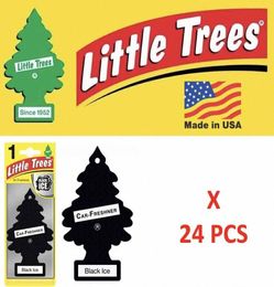 Black Ice Freshener Little Trees 10155 Air Little Tree MADE IN USA Pack of 24 e6ax8070894