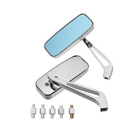 8mm/10mm Universal Side Mirror Mobike Accessories Motorcycle Handlebar Rear View Mirrors Rectangle Black Square Smoke Blue Glass