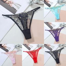 Women's Panties 2024 Womens Sexy T-Back Thongs G-Strings Mesh Sheer T Pants Lingerie Low Waist See-Through Underpants Lenceria