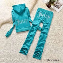 Juicy Tracksuit Women Velvet July 2023 's Brand Velour Sewing Suit Track Hoodies and Pants Sets New High End Juicy Coture 593
