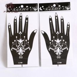 1 Pair (2pcs) Henna Hand Tattoo Stencil,Flower Glitter Airbrush Mehndi Henna Tattoo Stencils Templates For Body Paint 20*11cm