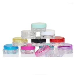 Storage Bottles 100pcs 2g Clear Plastic Containers Square Box Colourful Cream Pots Small Sample Refillable Cosmetic Jars