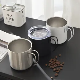 Mugs 380ml Korean Coffee Mug 304 Stainless Steel Cup Beer Baby Breakfast Milk Anti-Falling Children's Water