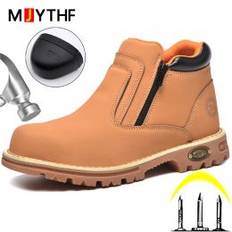 Boots Water Proof Work Boots Safety Shoes Indestructible Leather Boots Steel Toe Shoes Punctureproof Boots Industrial Shoes Durable