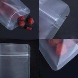 Frosted Transparent Zip Lock Bag, Food Packaging Zipper Pouches with Tear Notch for Gifts Snacks and Sundries, 100 PCs/Lot