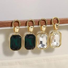 Dangle Earrings Freetry Vintage Geometric Zircon Crystal Drop For Women Shiny Simple Gold Colour Pendant Party Jewellery