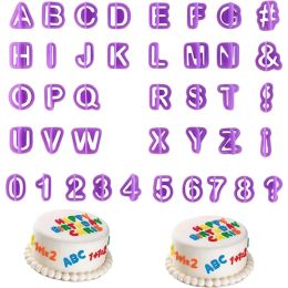 40Pcs/set Alphabet Cake Moulds Figure Plastic Letter Fondant Mould Icing Cookie Cutter Number Cake Mould Baking Decorating Tools