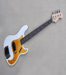 Factory Custom White 4string Electric Bass GuitarChrome hardwaresRosewood FingerboardGold PickguardOffer Customized1617056