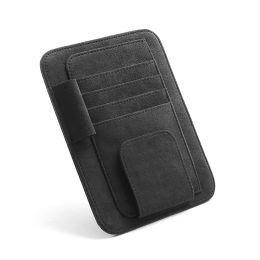 Alfanxi Car Sun Visor Organiser Alcantara Material Sunglass Holder Pen Card Holder Pocket Organiser and Document Holder