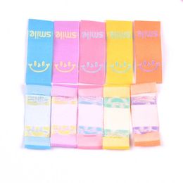 50Pcs Colourful Smiling Face Cloth Labels For Baby Hats Bags Handmade Tags Garment Embroidery Tag DIY Supplies Sewing Accessories