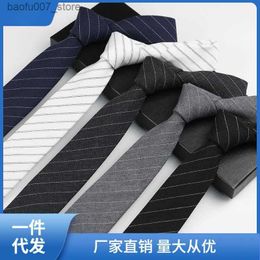 Neck Ties Mens necktie 6cm narrow Korean casual versatile black and white Grey classic trend formal dress British handQ