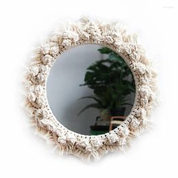 Tapestries Boho Decor Hand-woven Tapestry Mirror Nordic Indoor Wall Hanging Decoration White Macrame