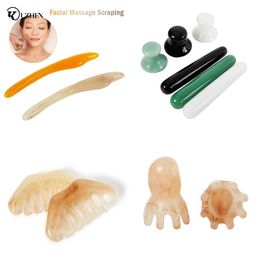 Resin Beeswax Guasha Massager Head Meridian Massage Comb Face Neck Acupuncture Therapy Gouache Scraper Scalp Relaxation