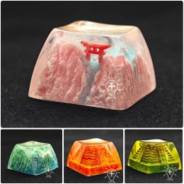 Accessories Customised Resin Drip Glue Snow Mountain Keycap Cherry Blossom Transparent Cross Shaft R4 ESC Game Mechanical Keyboard Keycap