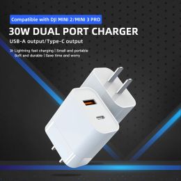 Drones 30w Dual Port Charger For DJI Mini 3 Pro / Mini 2 Drone Charger Gallium Nitride QC3.0 Dual Port Fast Charger Drone Accessories