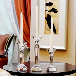 Candle Holders European Crystal Transparent Glass Candlestick Romance Wedding Candlelight Dinner Table Candelabra Home Decor