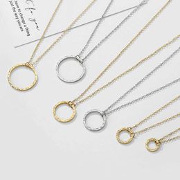 Pendant Necklaces E-Manco Minimalist Necklace Simple Stainless Steel Necklace Womens Round Pendant Necklace 9mm/11mm/15mm/20mmQ