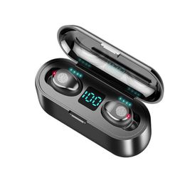 Juli Version f9 TWS Bluetooth Earphone Wireless Earphones Stereo Sport Wireless Headphones Earbuds headset 2000 mAh Power7848138