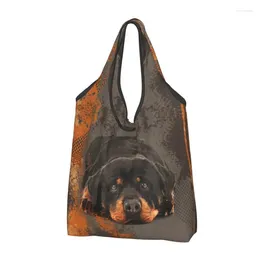 Storage Bags Printing Cute Rottweiler Dog Shopping Tote Bag Portable Shoulder Shopper Animal Handbag