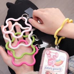 Anti-Lost Keychain Phone Strap Ring Pendant Phone Hanging Lanyard with Cards Soft Silicone Wristband Bracelet Phone Accessories