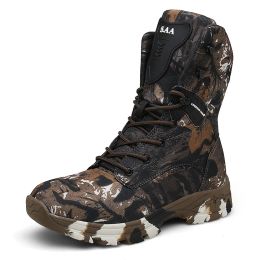 Boots Oxford Waterproof Military Men Tactical Boots Camouflage Disguise Outdoor Hunting Boots for Men Size 47 Midcalf Trekking Shoes