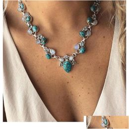 Pendant Necklaces 2024 Fashion Color Boho White Green Flowers Statement Beads Choker Pendants For Women Bijoux Drop Delivery Jewelry Otj2P