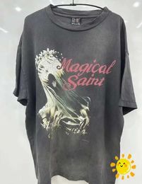 Men's T-Shirts New Fasion Make Old Washed Magical SAINT MICHAEL T Shirt Men Women Best Quality T-Shirt Tee Top J240409