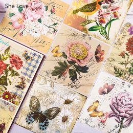 Chzimade 8Pcs/lot Flower Butterfly No Adhesive Vellum Paper Sticker For Journal Planner Scrapbooking DIY Decorative Paper Crafts
