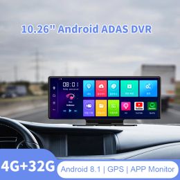 4G Android 8.1 Car Rearview Mirror dash cam Camera 10.26"Remote monitoring DVR WiFi GPS Navigator Dual lens ADAS Auto Recorder