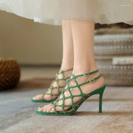 Dress Shoes Fashion Design Elegant Woman Heels Cross-Tied Buckle Strap Saltos Alto Femininos Causal Ladies Summer Concise Zapatos