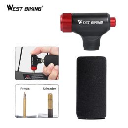 West Bicking CO2 Mini bomba de bomba de bicicleta Fast Air Inflation Bomba manual portátil Schrader Presta Adaptador de válvula Ciclismo MTB Bike Pump