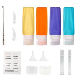 Storage Bottles Silicone Travel Accessories Portable BPA Free Leak Proof Squeezable Size Containers With Clear Toiletry Bag 90ml