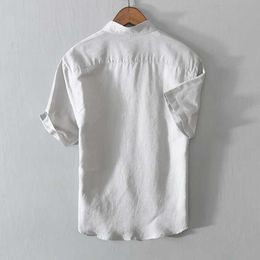 Men's Casual Shirts Designer new Chinese style cotton Linen shirt men short sleeve white print shirts for men retro breathable mens clothing topsL2404